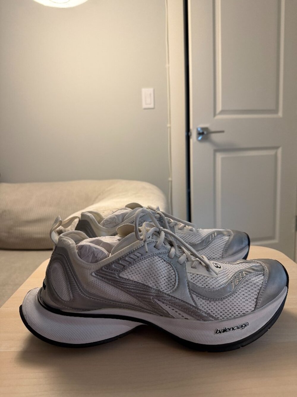 Balenciaga Circuit Sneakers in White/Silver Size 12